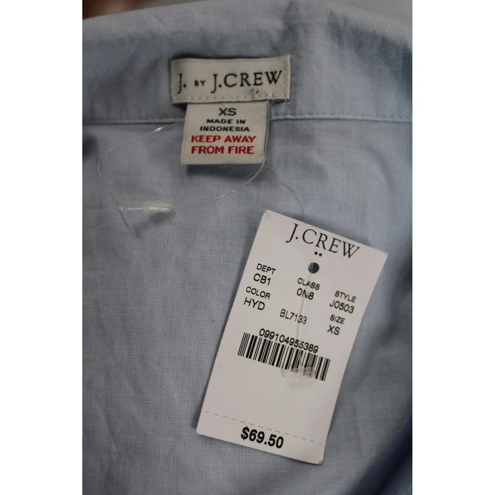 NWT J by J Crew XS Blue Pajama Top Short Sleeve Cotton Button Front J0503